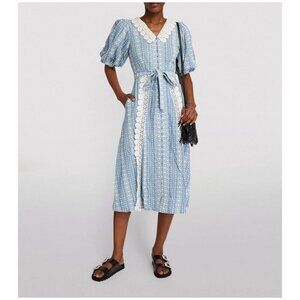 NWT Maje Raviana Lace Trim Midi Dress Size 36